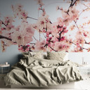 Fleurs de cerisier papier peint rose blanc - Papier peint intissé 3,75 m x 2,50 m motif fleurs délic
