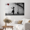 Alu-Dibond brossé avec Effet Doré, Argenté & Cuivré - Girl with Balloon - Banksy