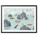 Poster Marint Kustmotiv med Fyr - Oliver Robins