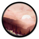 Poster rond Coucher de soleil rose sur la forêt - SpaceFrog Designs - Rond