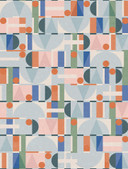 Papel pintado no tejido verde azul naranja formas modernas gráfico geométrico 