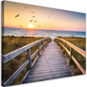 Canvasbillede, Solnedgang hav strand