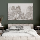 Canvas schilderij Bos met boslandschap in beige - Ms Tiff