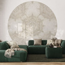 Elegancka fototapeta mandala w kolorze piaskowego złota - Bloomery Decor - okrągła - samoprzylepna/n
