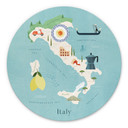 Vægcirkel Kort over Italien - Rivers – print på aluminium (Alu-Dibond)