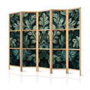 Japanischer Paravent, Raumteiler freistehend, Trennwand - Dark Green Victorian Leaves: Botanical Car