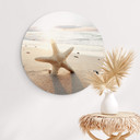 Tableau sur alu-Dibond rond Une étoile de mer étincelante sur une plage déserte