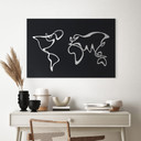 Alu-Dibond brossé avec Effet Doré, Argenté & Cuivré - Carte du monde Line Art