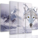 5 stykke lærredsprint, Wolf Fog Forest Grey