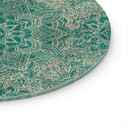 Glasbillede - Mandala Boho Guld-grøn - Bloomery Decor - Rund