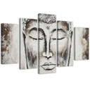 5 stykke lærredstryk, Buddha Grey Zen Spa