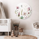Tableau sur alu-Dibond rond Delicate Flowers