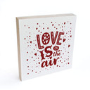 Billede af træ til at sætte op - Love is in the air red - 15x15 cm