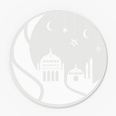 Akrylglasbillede, vinduesbillede til ophængning Ramadan Kareem - Månesilhuet - Rund