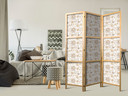 Japanischer Paravent, Raumteiler freistehend, Trennwand - Beige Shades of Nature
