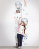Børnetapet, non-woven tapet med illustration Kids Walls hvid, blå, beige