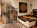 Screen room divider - Gyldne mælkebøtter, 5-delt - 225x172 cm