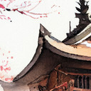 Fototapeta japońska pagoda z kwiatami wiśni - Jaszke