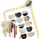 Plakat Fredriksson - Filiżanki do kawy: Pretty Black & Gold