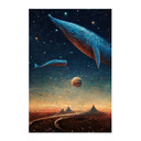 Obraz tkaniny Heine - Dwa wieloryby w kosmosie - Astro Cruise