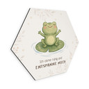 Alu-Dibond Hexagon mit Frosch - positiver Spruch 'Ich atme ruhig'