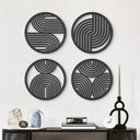 Dekoracja MDF Boho rainbow - okrągła geometryczna grafika (zestaw 4 sztuk)