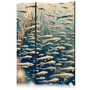 Paravent, Raumteiler freistehend, Trennwand - Life in the Ocean in Retro Style