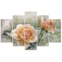 5 stykke lærredstryk, te rose blomster