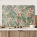 Panel szklany do kuchni Dżungla z papugami Zielony - Bloomery Decor