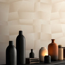 Ikke-vævet tapet Damian Refined Dimensions 3D geometrisk beige creme - tapet metallic moderne
