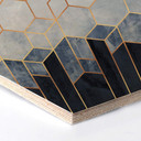Hexagon Hout Fredriksson - Blauw Witte Hexagons