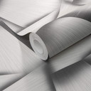 Tapeta z włókniny o geometrycznych kształtach i metalicznym efekcie w kolorze szarym