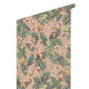 Tapet med mønster jungletapet - jungle med papegøjer pink - Bloomery Decor