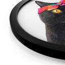 Tableau sur bois Chat noir avec bandana Rond - Korenkova