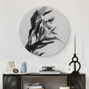 Tableau sur alu-Dibond rond Jo - Lys magique noir et blanc