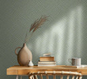 Grafisk tapet, non-woven tapet Flora grøn