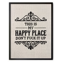 Poster Happy Place Spreuk Borduurpatroon - Magnusson