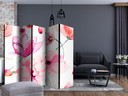 Paravent Séparation de pièce - symphonie de fleurs en rose, 3 pièces