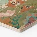 Hexagon Houten Wanddecoratie Vossenfamilie op de Bloemenweide - Oliver Robins