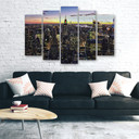 Lærredstryk 5 stykker, New York Skyline City