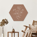 Sekskantet billede vild rose buket mokka mousse - anis illustration - aluminium dibond