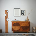 Stehleuchte Elena, braun, 140,4 x 31,2 cm, Holz LED-Stehleuchte, dimmbar