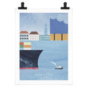 Plakat miasta Hamburg z portem - Rzeki