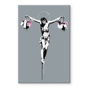 Glasbillede - Banksy - Jesus Kristus med indkøbsposer