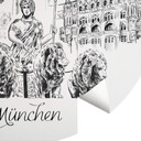 Fototapeta Monachium - Czarno-biały - Okrągły - Pokochaj swoje miasto - tapeta flizelinowa/tapeta fl