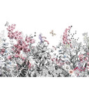  lyserød og grå non-woven tapet Designwalls FlowerPainting sommerfugl natur