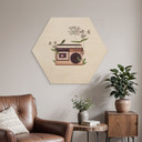 Hexagon-Holzbild Retro Radio floral - Frida Floral Studio