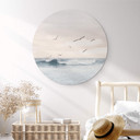 Tableau sur alu-Dibond rond Sisi & Seb - Ciel magique du soir à la mer
