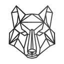 Akrylowa dekoracja origami z wilkiem