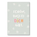 Alu-Dibond Wandbild - Kraftsatz 'Schön, dass es dich gibt' in bunter Typografie für Kinder